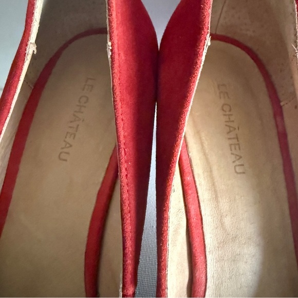 Le Chateau Red Suede Kitten Heel Pumps Women's Sz 10 - Picture 9 of 12